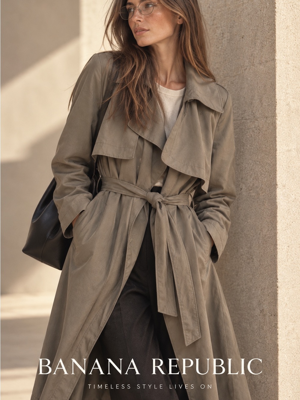 Banana Republic Women's Olive-Taupe Trench Coat with Self-Tie Belt